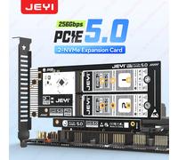 JEYI Supporto RAID PCIe 5.0 a doppio adattatore NVMe M.2 (256 Gbps) -La scheda supporta slot X8/X16 per SSD 2280/2260/2242/2230
