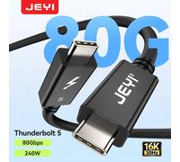 JEYI Thunderbolt 5 Cavo USB-C Dati 0,5 M-80 Gbps e display 120 Gbps, ricarica PD da 240 W, 4K a 60 Hz per MacBook Pro/Monitor/iPad Pro
