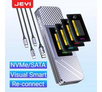 JEYI Visual Smart M.2 2280 NVMe/SATA Enclosure-5s Protezione da scrittura e 3s Riconnessione automatica USB 3.2 10Gbps Supporto UASP/TRIM