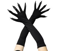 JEYORZY 1 pcs Guanti Da Per Costume Di Halloween, Halloween Puntelli Guanti, Guanti Neri Lunghi con Unghie, Guanti con Neri Unghie, Unghie Lunghe Guanti per Travestimento Costume,Guanti di Halloween