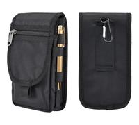 JEYORZY 1 pcs Porta Cellulare Da Cintura per Uomo, Nylon Portatelefono da Cinta con Clip e Moschettone Clip Verticale Marsupio Cintura da Telefono Compatibile con Telefoni da 6,3 Pollici (Nero)