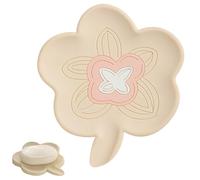 JEYORZY 1 Pezzi Portasapone in Silicone, Portasapone Bagno, Autosvuotante, Piattino con Scarico, Portasaponetta Solido per Bagno, Lavandino e Cucina, Fiori, Beige