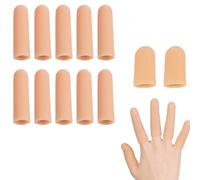JEYORZY 12 pezzi di gel per dita,2 Misure Ditali in Silicone per Dita, proteggi dita mano,speciali copridito elastici per le dita, guanti per dita, protezioni per dita per ferite(Nudo)