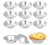 JEYORZY 12 Pezzi Stampi di Crostate di Uova,Alluminio Stampo per Cupcake, Stampo per Crostata, Formine per Muffin, Stampi per Budini, Riutilizzabile e Antiaderente per Piccole Torte Crostate