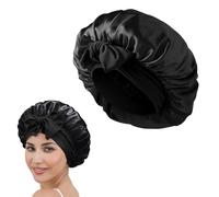 JEYORZY 1x Cuffia Seta Capelli Notte, Cuffia Seta Capelli Ricci, cuffia capelli ricci notte, con Lacci Lunghi Regolabili Morbida e Protettiva, Berretto per Dormire in Raso Morbido e Confortevole, nero