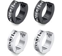 JEYORZY 2 Coppie Orecchini Vichinghi, Da Uomo, In Acciaio Inox, 1,3cm, Colore Nero Con Rune Gioielli Vichinghi, Decorazione Vichinga, Orecchini Celtici Articolo Per Fan Vichinghi, Regali