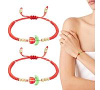 JEYORZY 2 Pezzi Bracciale Kabbalah Rosso, Filo del Destino Regolabile per Coppia, Bracciale Filo Rosso del Destino, Braccialetto Spirituale Tibetano Cabala per Uomo e Donna, Portafortuna e Protezione