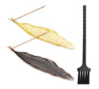 JEYORZY 2 pezzi Porta Incenso, Bruciatore Incenso in Metallo Porta Incenso per Bastoncini a Forma di Foglia, ideale per l'interior design, meditazione, yoga, mini scopa inclusa