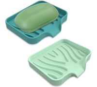 JEYORZY 2 Pezzi Portasapone, Porta Saponetta in Silicone, Porta Sapone, Portasaponetta Con Scolo, Porta Saponette Solida, Portasapone da Bagno, Portasapone da Lavandino per Bagno, Cucina e Doccia