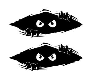 JEYORZY 2 Pezzi Sticker Adesivi per Auto Decalcomanie Auto,Sticker Personalizzati, Interessante Adesivi Auto Esterni, Sbirciatina 3D Adesivi Monster, Per fari, Motociclette, Camion(Nero)