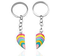 JEYORZY 2pcs Portachiavi d'amore arcobaleno, Portachiavi Coppia Cuore, Portachiavi Coppia Lui e Lei, Portachiavi Coppia, Idee Regalo San Valentino, Idea Regalo Natale Fidanzati, Regali di Anniversario