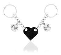 JEYORZY 2x Portachiavi Coppia Cuore, Portachiavi Coppia Lui e Lei, Regalo Fidanzati, Portachiavi Cuore Casa Nuova, Regali di Anniversario, Casa Nuova Idee Regalo San Valentino, Portachiavi Coppia,nero