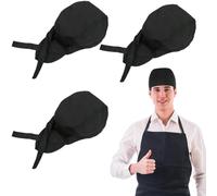 JEYORZY 3 PCS Cappellino da Chef, Cappello da Cuoco Nero per Adulti, Cappello Cucina Regolabile,Bandane Cucina per Cuoco Uomo, Cappelli Bandana Unisex Cucina Berretto da Lavoro per Fornai, Ristorante