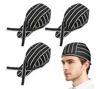 JEYORZY 3 PCS Cappellino da Chef, Cappello da Cuoco per Adulti, Cappello Cucina Regolabile,Bandane Cucina per Cuoco Uomo, Cappelli Bandana Unisex Cucina Berretto da Lavoro per Ristorante (righe)