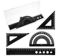 JEYORZY 4 pcs Strumenti Geometrici Kit Righello in Metallo Righello in Alluminio, matematica geometria set, set righelli, metallo ruler, per Disegno e misurazione Studenti Insegnanti Architetti, nero