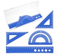JEYORZY 4 pcs Strumenti Geometrici Kit Righello in Metallo Righello in Alluminio, matematica geometria set, set righelli, metallo ruler, per Disegno e misurazione Studenti Insegnanti Architetti, Blu