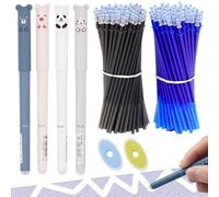 JEYORZY 4 Pezzi Penna Gel Cancellabile A Forma Animale, Penne Cancellabili, 0.5mm A Sfera, Cute Cartoon, Penne Cancellabili Animali, per Bambini Studenti Adulti 40 Ricariche Penne (Nero, Blu)