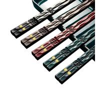 JEYORZY 5 Paia bacchette, Lavabili in Lavastoviglie con Motivo per Incisione, Bastoncini Giapponesi, Bacchette Sushi Set Regalo