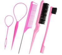 JEYORZY 5 pezzi Laccio Fermacapelli, Accessori per Acconciature per La Coda, Strumento per Treccia per La Coda, Francese Twister per Capelli per Donne Bambina(Rosa)