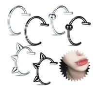 JEYORZY 6 Pcs piercing finti Orecchino Naso, piercing labbro, in Acciaio Inossidabile Unisex Anello per Labbra, fake piercing