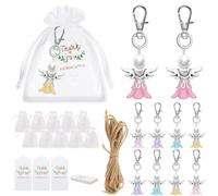 JEYORZY Bomboniere Matrimonio Angioletti, Set di 10 Bomboniere Cresima Bomboniero Comunione, 10x Etichette Bigliettini 10x Ciondoli Angioletti 10 x Sacchetti Organza per Segnaposto Battesimo
