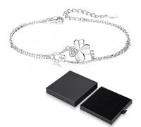 JEYORZY Bracciale da donna in argento con quadrifoglio, bracciale da donna, da donna, per fidanzata, braccialetti dell'amicizia, regali per donne