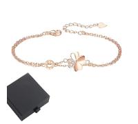 JEYORZY Bracciale da donna in argento con quadrifoglio, bracciale da donna, da donna, per fidanzata, braccialetti dell'amicizia, regali per donne, Regalo Amica(Oro rosa)