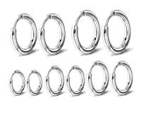 JEYORZY Orecchini a cerchio unisex, 5 paia in acciaio inossidabile leggero, cerchi per cartilagine, ipoallergenici 8-16mm argento