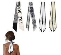 JEYORZY Set 4 Sciarpe di Seta da Donna - Nastro Design Misto, Fascia Capelli, Handle Wrap Ribbon Neckercheif per Borse, Tracolle Eleganti
