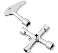 JEYORZY Set da 2 pezzi Chiave Triangolare, 4 Vie Chiave Contatore Gas, Chiave Multifunzione, Chiave Contatore Enel, Lega Zinco Chiave Universale per Quadro Elettrico, Cassetta Gas Armadio Utenze