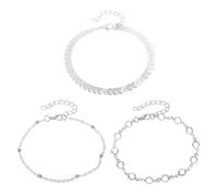 JEYORZY Set da 3 pezzi Cavigliera da Donna in Argento e Acciaio Inossidabile con Zirconi al Quarzo, Set di Cavigliere Placcate con Perline D'Argento,Adatto a donne e ragazze