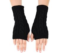 JEYORZYGuanti Senza Dita,Guanti in Maglia,Lunghi Guanti Termici Manicotti Invernali con Foro Pollice in Maglia Elastici Scaldabracci Gloves in Lavoro Touch Screen per Donna