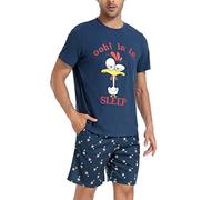 Jezonga Pigiama da Uomo in Cotone Pigiama Estivo Corto Set Manica Corta Modello Carino Stampa Sleepwear Loungewear(Blu,XL)