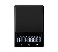 JF-033 Bilancia digitale per caffè, per espresso e versare, con timer, capacità di 3 kg e tappetino in silicone antiscivolo di 0,1 g, cambio unità con un pulsante, nero