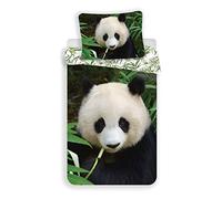 JF Parure da letto Panda 100% cotone, copripiumino reversibile 140 x 200 cm + federa in bambù