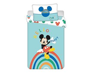 JFabrics Disney Topolino - Set di biancheria da letto con copripiumino e federa per cuscino, 100% cotone, 100 x 135 cm, 1 federa da 60 x 40 cm