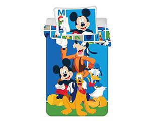 JFabrics Set di biancheria da letto per bambini, con copripiumino e federa, per bambini e ragazzi, con Paperino e Plutone