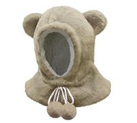 JFAN Bambini Cappello Invernali Calda in Lana Beanie Berretti 2 in 1 Sciarpa Cappuccio con Orecchie per Ragazzo e Ragazza Cachi