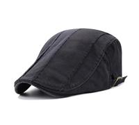 JFAN Berretto Piatto Uomo Cotone Coppola Vintage Regolabile Newsboy Flat cap Berretto Irlandese Baschi Scozzesi da Uomo(Nero,Taglia Unica)