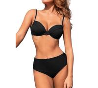 JFAN Costume da Bagno Donna Due Pezzi Bikini Push Up Scollo a V Costumi da Mare Donna Bikinis con Armatura(Nero,XL)