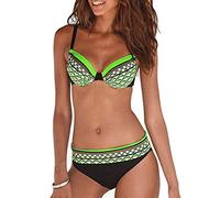 JFAN Costume da Bagno Sexy da Donna Imbottito da Bagno Push Up Bikini Stampa Tribale Swimsuit,Giallo - M