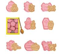 JFAN Formine Biscotti Halloween 3D in Plastica Stampi Biscotti Halloween 8 Pezzi Cookie Cutters Decorazione Torta di Zucca,D