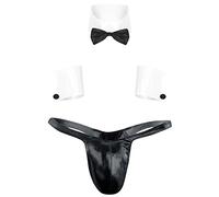 JFAN Perizomi da Uomo String Tanga biancheriaa Intima Sexy Hot Set Intimo da Uomo con Papillon Polsini Perizoma Nero Taglia Unica