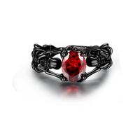 JFASHOP Anello aperto a forma di teschio per uomo e donna, in argento Sterling, stile gotico, nero, per Halloween, cosplay, con cristalli, stile punk, regalo per donne e ragazze
