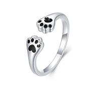 JFASHOP Anello della zampa delle donne Anello della zampa dell'argento sterlina 925 della zampa del cane Anello regolabile della zampa degli anelli aperti Anelli degli animali dei monili del regalo