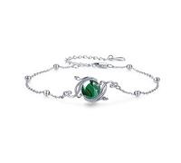 JFASHOP Bracciale con pietra di luna, in argento sterling 925, con filigrana di turchese e malachite, regolabile, da donna, rotondo, per bambini, donne, fidanzate, regali per la festa della mamma