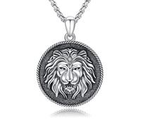 JFASHOP Collana da uomo con leone in argento sterling 925 con medaglione vichingo gioielli norvegesi leoni gotici re totem collane con animali e gonna