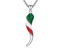 JFASHOP Cornicello - Collana in argento Sterling 925, ciondolo portafortuna italiano, gioiello protettivo, unisex, regalo per uomo e donna