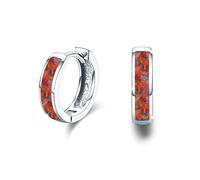 JFASHOP Piccoli orecchini a cerchio in argento sterling 925 con opale, idea regalo per mamma, donne, sorelle, 14mm, Argento, Zircone