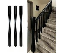 JFBLSD Colonnine per Scale in Legno massello, Elementi per ringhiere Interne e balaustre in Stile Contemporaneo - Componenti per corrimano e Arredamento Moderno(Black,3Pcs)